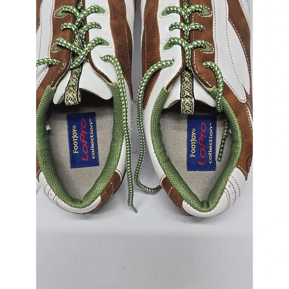 FootJoy Lopro Women's Brown, White And Lime Green Golf Shoes Size 7M‎ #97114